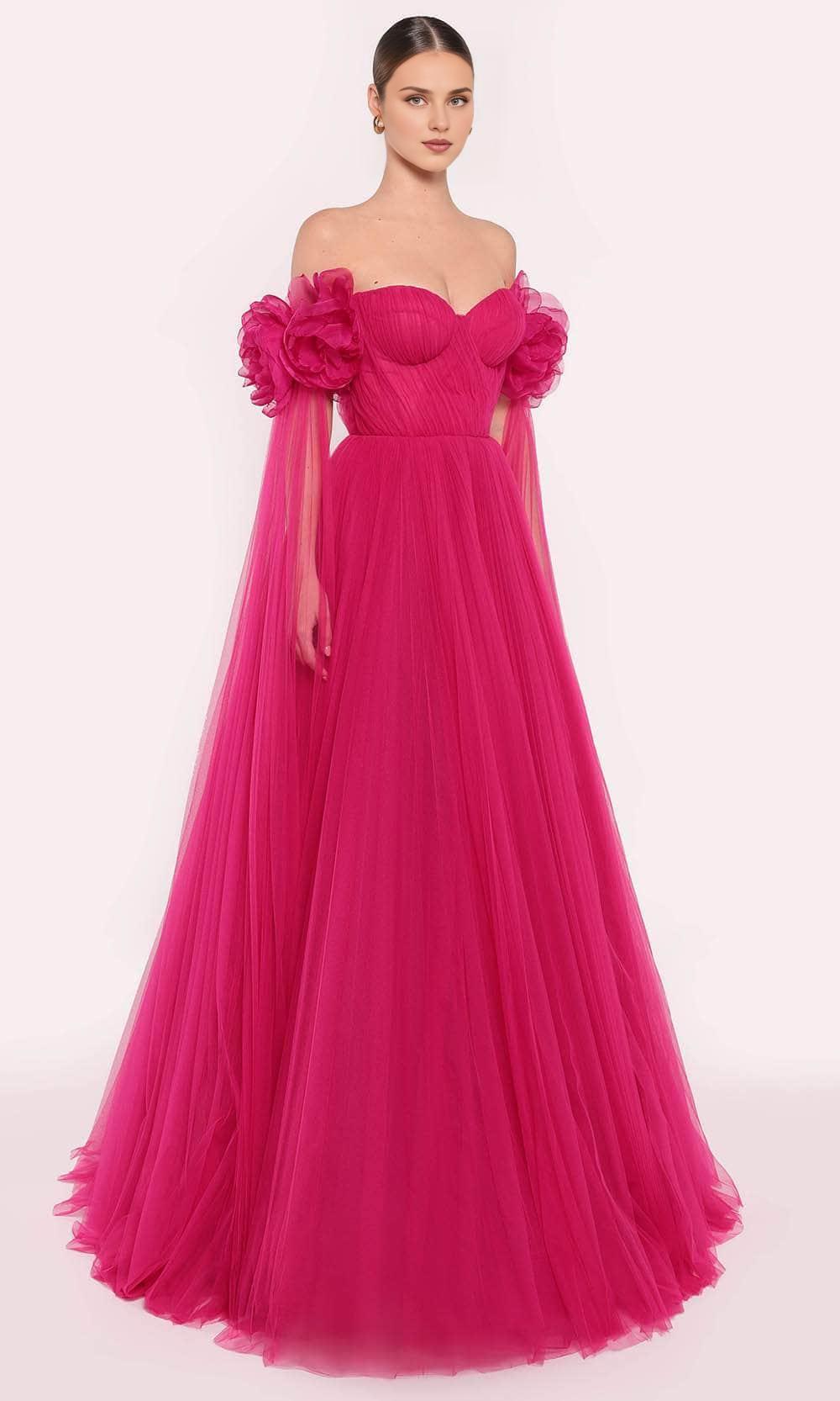 Formal Women's Dresses Handmade Floral A-line Off Shoulder Flutter Sleeve Bustier Gown Prom Dress Formal Dresses Prom Dresses Stores